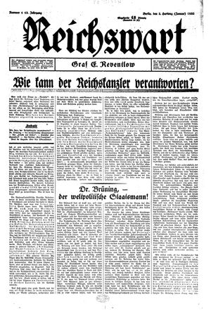 Reichswart vom 02.01.1932