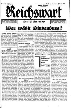 Reichswart vom 20.02.1932