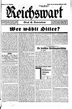 Reichswart vom 27.02.1932