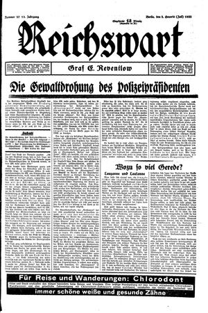 Reichswart vom 02.07.1932