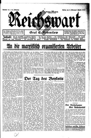 Reichswart vom 09.04.1933