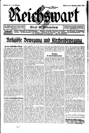 Reichswart vom 09.07.1933
