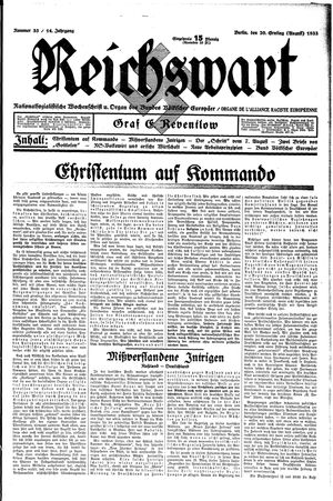 Reichswart vom 20.08.1933