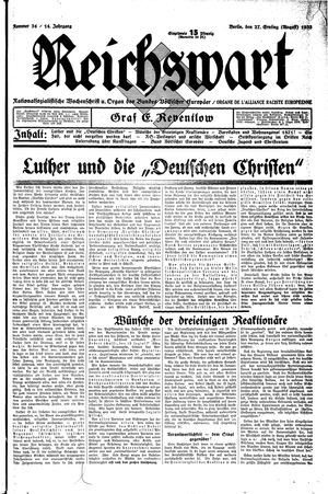 Reichswart vom 27.08.1933