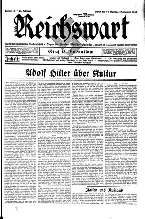 Reichswart vom 10.09.1933
