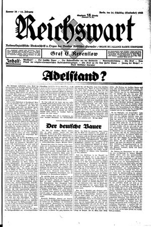 Reichswart vom 24.09.1933