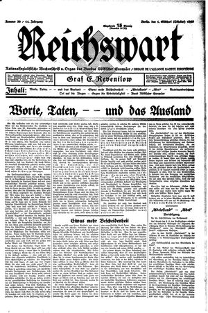 Reichswart vom 01.10.1933