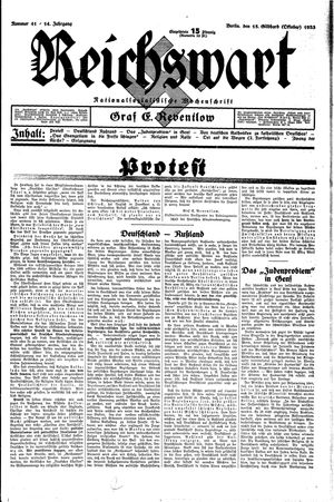 Reichswart vom 15.10.1933