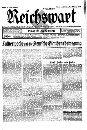 Reichswart vom 26.11.1933