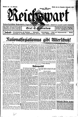 Reichswart vom 10.12.1933