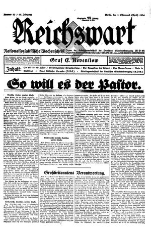 Reichswart vom 01.04.1934