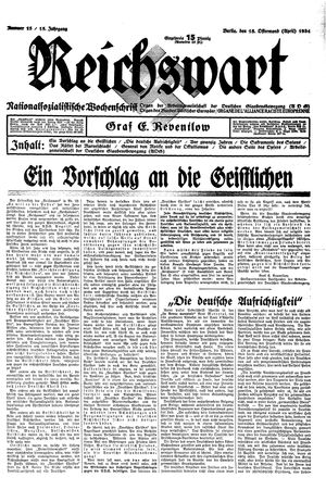 Reichswart vom 15.04.1934