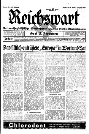 Reichswart vom 05.08.1934