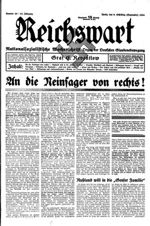 Reichswart vom 09.09.1934