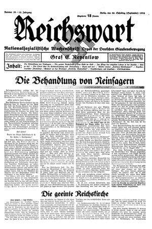 Reichswart vom 30.09.1934