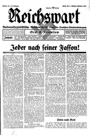 Reichswart vom 07.10.1934