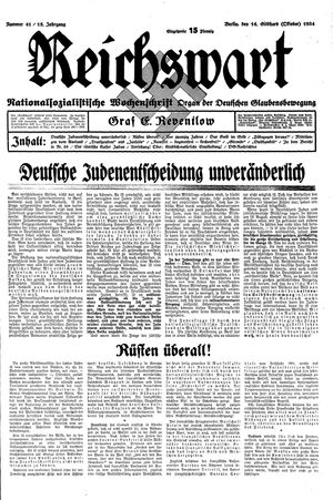 Reichswart vom 14.10.1934
