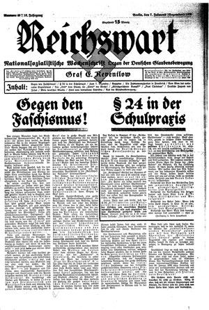 Reichswart vom 07.12.1935