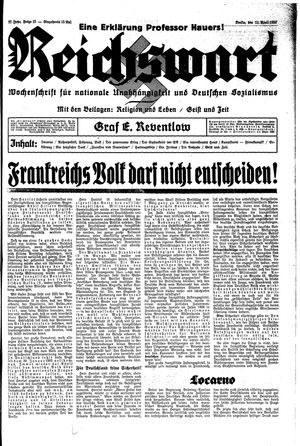 Reichswart vom 11.04.1936