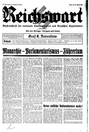 Reichswart vom 22.08.1936
