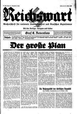 Reichswart vom 31.10.1936