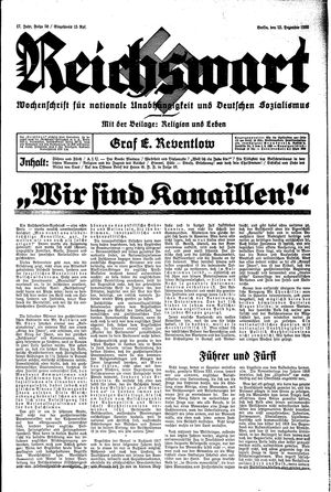 Reichswart vom 12.12.1936