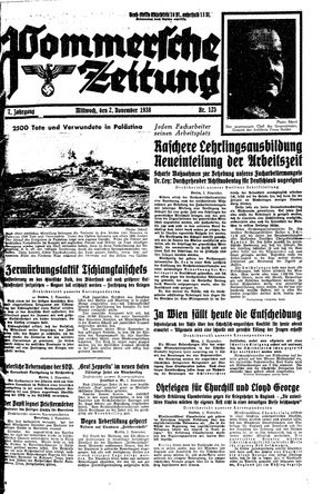 Pommersche Zeitung vom 02.11.1938