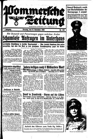 Pommersche Zeitung vom 15.11.1938