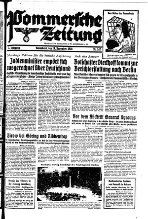 Pommersche Zeitung vom 19.11.1938