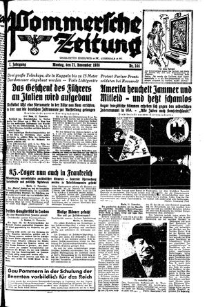 Pommersche Zeitung vom 21.11.1938