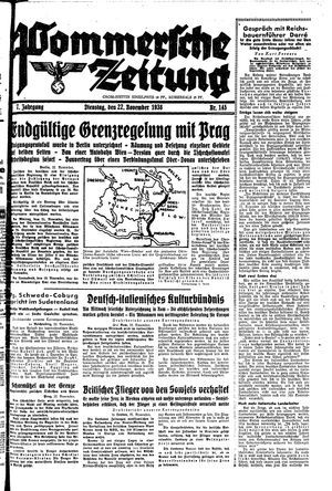 Pommersche Zeitung vom 22.11.1938