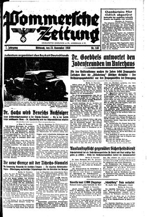 Pommersche Zeitung vom 23.11.1938