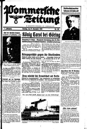 Pommersche Zeitung vom 27.11.1938