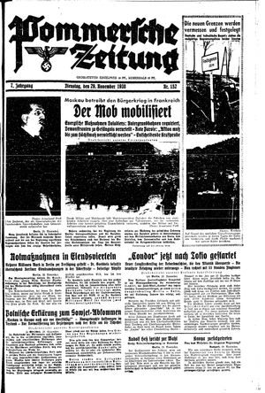 Pommersche Zeitung vom 29.11.1938