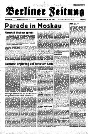 Berliner Zeitung Online-Archiv vom 26.06.1945