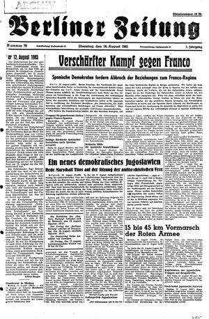 Berliner Zeitung Online-Archiv vom 14.08.1945