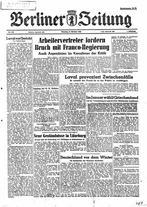 Berliner Zeitung Online-Archiv on Oct 9, 1945