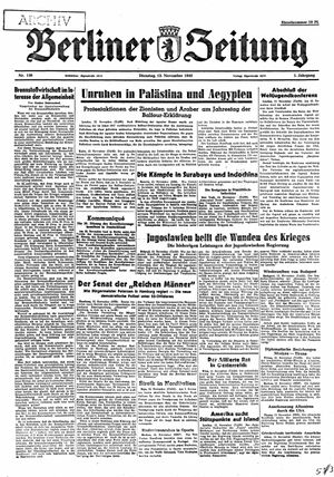 Berliner Zeitung Online-Archiv vom 13.11.1945