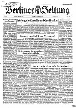 Berliner Zeitung Online-Archiv on Dec 14, 1945