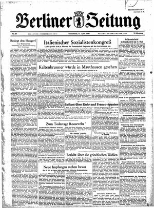 Berliner Zeitung Online-Archiv vom 13.04.1946