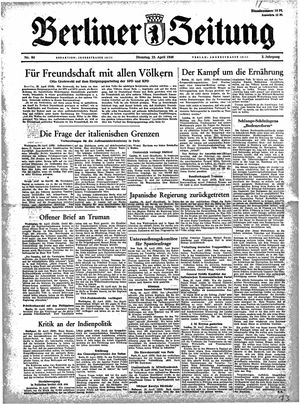 Berliner Zeitung Online-Archiv vom 23.04.1946