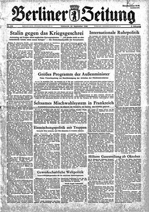 Berliner Zeitung Online-Archiv vom 25.09.1946