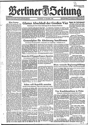 Berliner Zeitung Online-Archiv on Dec 14, 1946