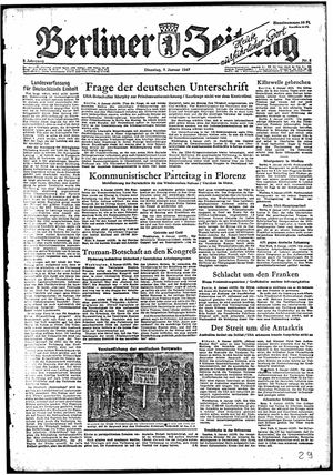 Berliner Zeitung Online-Archiv vom 07.01.1947