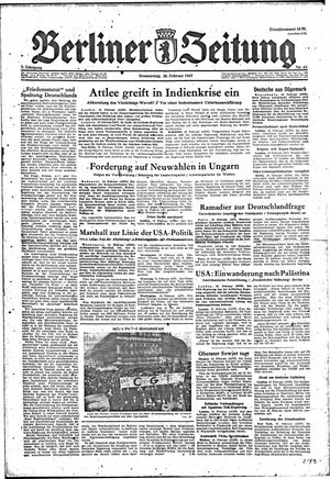 Berliner Zeitung Online-Archiv vom 20.02.1947