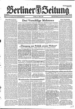 Berliner Zeitung Online-Archiv vom 14.03.1947