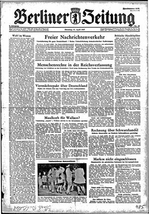 Berliner Zeitung Online-Archiv vom 15.04.1947