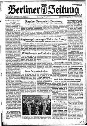 Berliner Zeitung Online-Archiv vom 17.04.1947