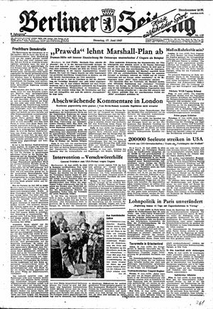 Berliner Zeitung Online-Archiv vom 17.06.1947