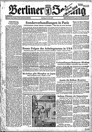 Berliner Zeitung Online-Archiv vom 29.06.1947